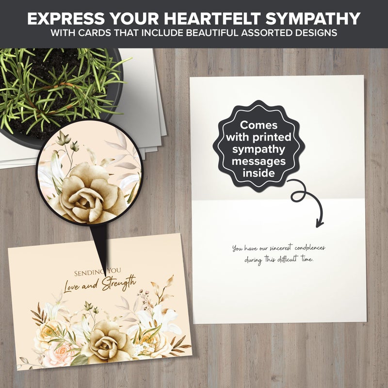 Decorably 24 Pack 6x4in Assorted Sympathy Cards with Envelopes and Stickers, 24 Unique Designs Sympathy Cards Assortment Box with Envelopes with Printed Message Inside - Bereavement, Condolences - Image 4