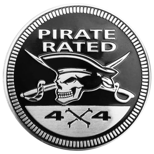 NTNEV Pirate Badge Rated Metal Car Badges 3D Round Emblem Decals for Jeep Wrangler Vehicles Trucks SUVs - Image 1