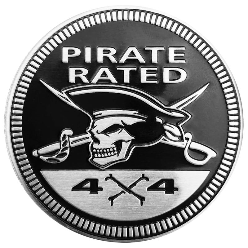 NTNEV Pirate Badge Rated Metal Car Badges 3D Round Emblem Decals for Jeep Wrangler Vehicles Trucks SUVs - Image 3