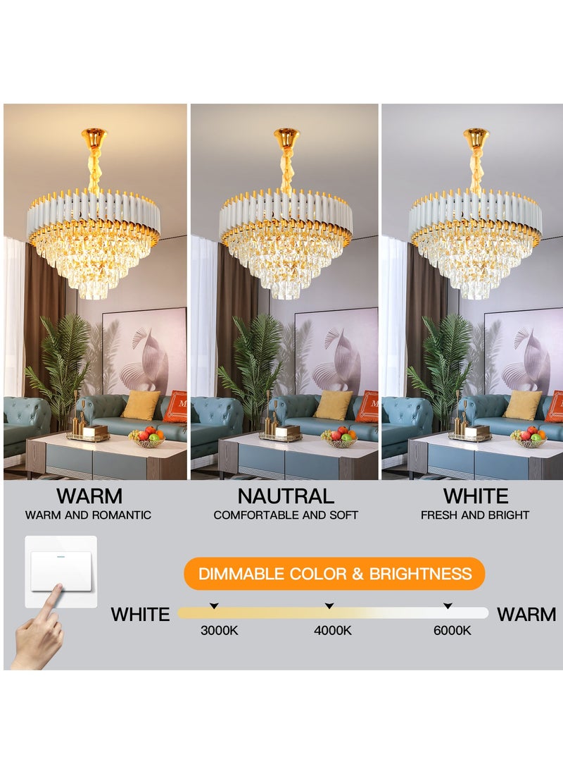 YATAI LIGHTING Modern Luxury Crystal Chandelier Living Room,Luxury Gold Dia 60cm Crystal Chandelier Light,11-Bulbs Crystal Chandelier Lamp for Dining Room, Hotel Hall Art Decor (Bulbs Included)  - Image 3