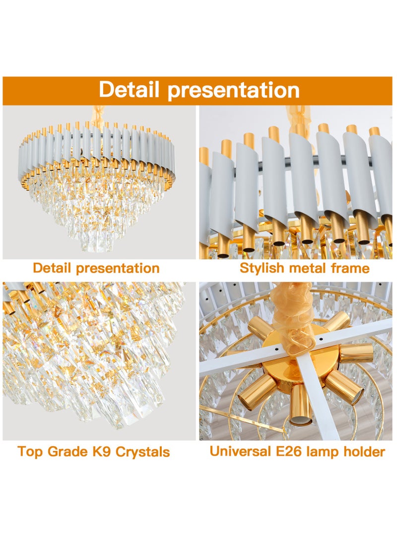 YATAI LIGHTING Modern Luxury Crystal Chandelier Living Room,Luxury Gold Dia 60cm Crystal Chandelier Light,11-Bulbs Crystal Chandelier Lamp for Dining Room, Hotel Hall Art Decor (Bulbs Included)  - Image 4