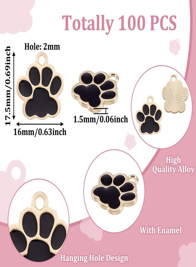 EEE ELECRELIVE 100Pcs Dog Cat Paw Print Charms Black Enamel Animal Puppy Charms Cartoon Footprint Pendants 17.5x16mm for DIY Necklace Bracelet Keychain Earring Making - Image 4
