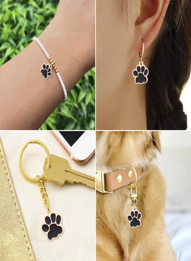 EEE ELECRELIVE 100Pcs Dog Cat Paw Print Charms Black Enamel Animal Puppy Charms Cartoon Footprint Pendants 17.5x16mm for DIY Necklace Bracelet Keychain Earring Making - Image 5