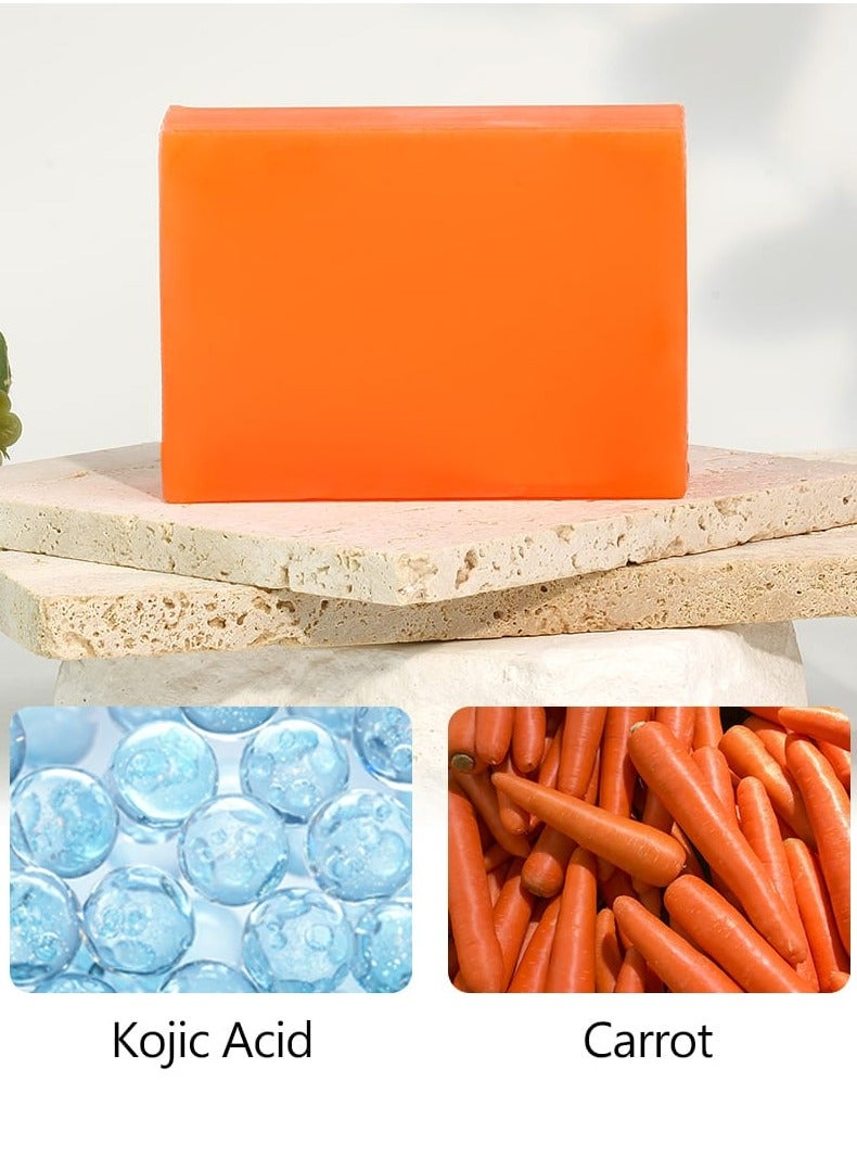 حمض الكوجيك ثلاثة قطع من صابون الجزر كوجيك للوجه والجسم 120X3 جم - Image 3