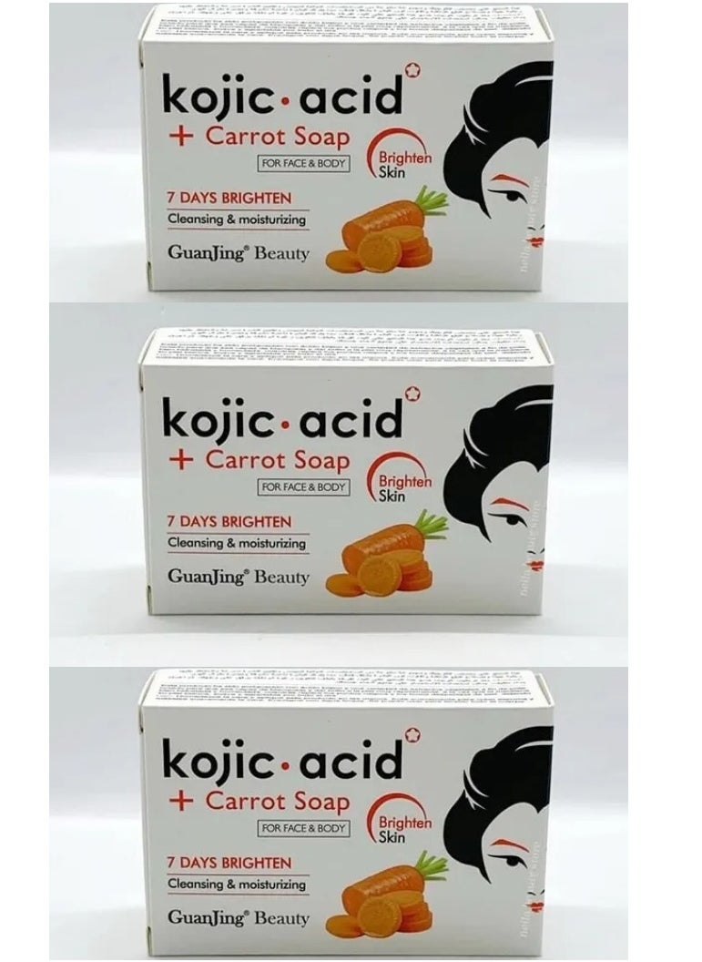 KOJIC ACID Three Pieces Of Kojic Carrot Soap For Face Body 120x3 g 