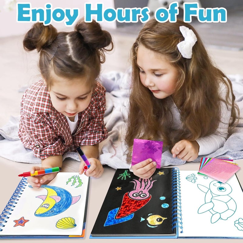 FUNNYB&G Foil Art Kit - Foil Crafts for Kids, Toys for Girls 4-10 Years Old, No Mess Travel Essentials, Kids Toys, Girls Gifts, Birthday Gift, Coloring Books for Kids - Image 5