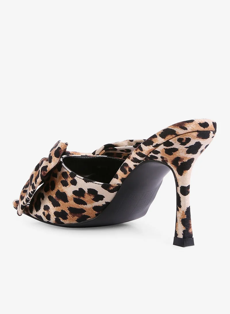 London Rag SH3155_LEOPARD Leopard High Heeled Bow Slider Sandals for Women | Best Price UAE