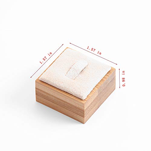 Coward Bamboo 6 Pcs Rings Display Stand for Selling Velvet Jewelry Ring Holder Organizer for Drawer Storage (Beige Velvet) - Image 2
