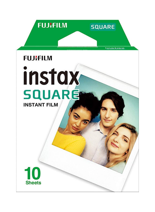 FUJIFILM Pack Of 10 Sheet Instant Square Film White - Image 1