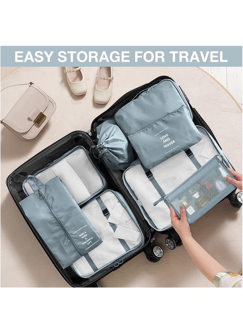 11Pcs Packing Cube set Packing Luggage Organizers for Travel Packing Organizers with Laundry Bag Compression Storage Shoe Bag Makeup Bag Clothing Underwear Bag for Man & Woman (Grey)  - Image 3