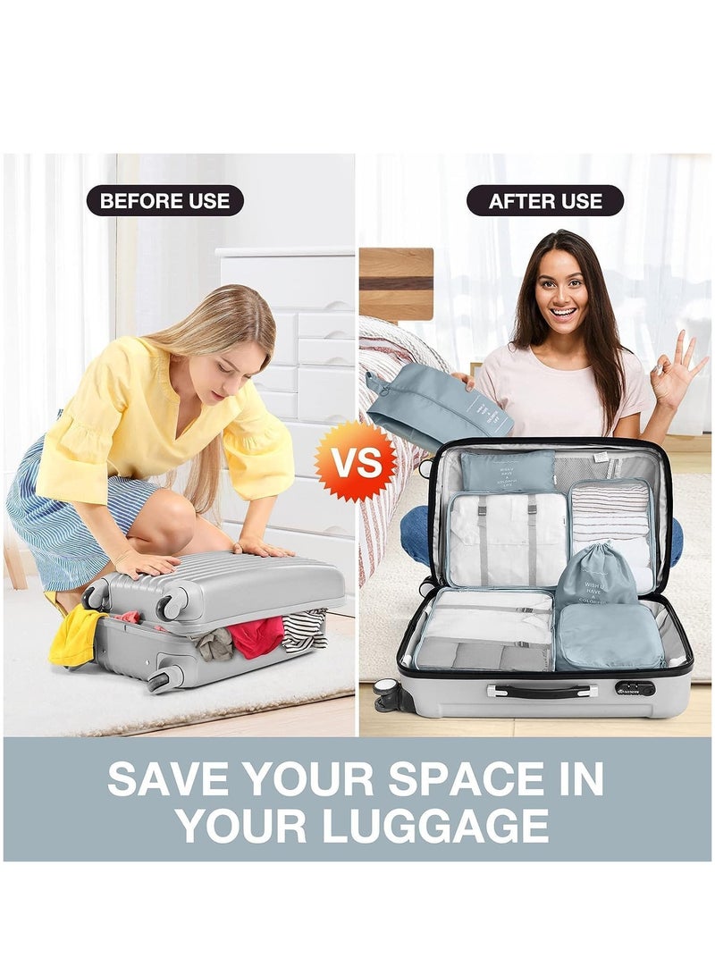 11Pcs Packing Cube set Packing Luggage Organizers for Travel Packing Organizers with Laundry Bag Compression Storage Shoe Bag Makeup Bag Clothing Underwear Bag for Man & Woman (Grey)  - Image 2