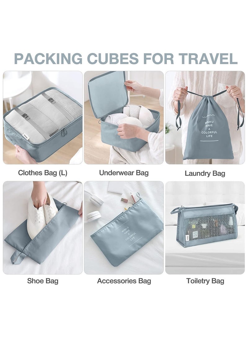 11Pcs Packing Cube set Packing Luggage Organizers for Travel Packing Organizers with Laundry Bag Compression Storage Shoe Bag Makeup Bag Clothing Underwear Bag for Man & Woman (Grey)  - Image 4