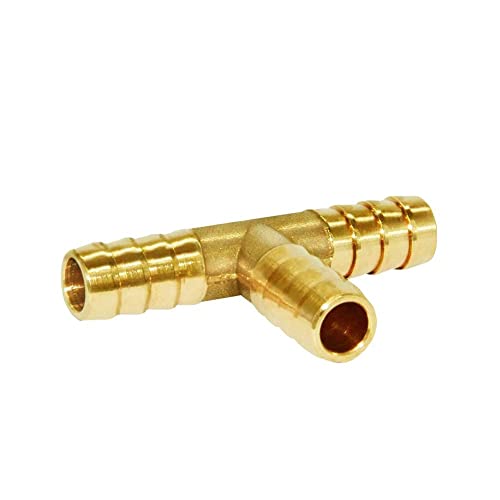 Joywayus Brass 1/4" Barb Tee Fittings T-Shaped 3 Ways Union 1/4" Hose Pipe Fitting for Water/Fuel/Air (Pack of 5) - Image 4