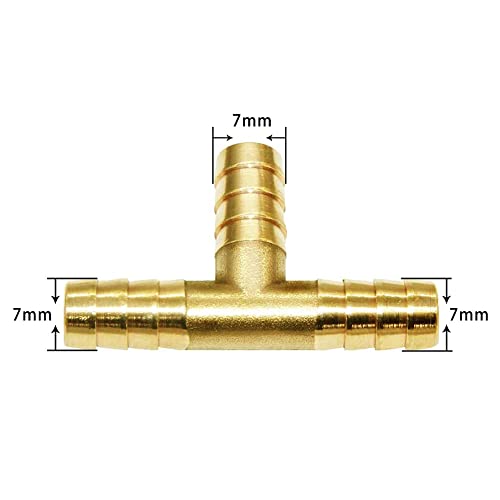 Joywayus Brass 1/4" Barb Tee Fittings T-Shaped 3 Ways Union 1/4" Hose Pipe Fitting for Water/Fuel/Air (Pack of 5) - Image 2