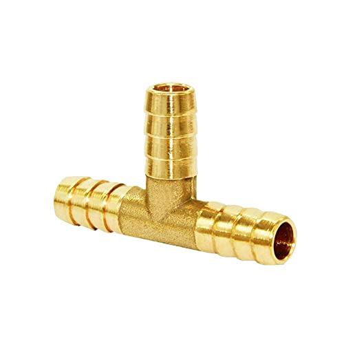 Joywayus Brass 1/4" Barb Tee Fittings T-Shaped 3 Ways Union 1/4" Hose Pipe Fitting for Water/Fuel/Air (Pack of 5) - Image 5