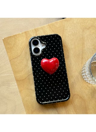 For Iphone 14 Mobile Phone Case 16 Love Stand Pink IMD Soft Case For Iphone15ProMax Women Simple Ins-Color:Black Polka Dots + Red Heart-Applicable Model:For Iphone 15ProMax - pzsku/Z9F5CF351F15C79F81FFCZ/45/1745370931/d5431f6e-3ad8-468c-a239-c08f1969005d