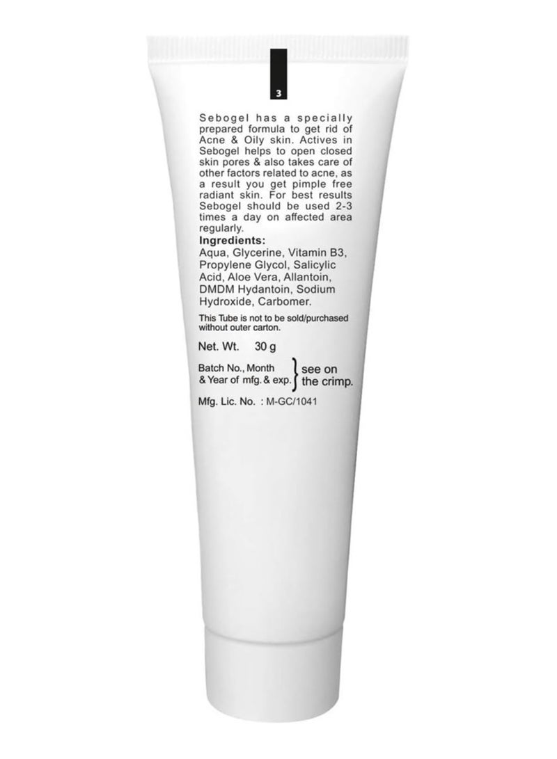 Sebogel Salicylic Acid & Nicotinamide Gel for Pimples & Oily skin 30gm  - Image 5