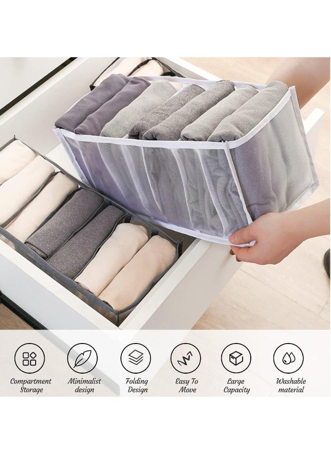 Pants Drawer Organizer Divider Underwear Organizer, 7 Cells Jeans Compartment Storage Foldable Closet Cabinet Organizer Underwear Mesh Storage Boxes for Socks, Handkerchiefs, Belts  - Image 2