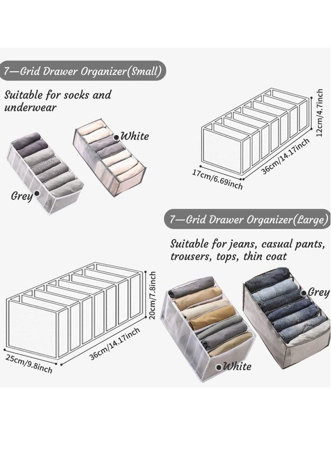 Pants Drawer Organizer Divider Underwear Organizer, 7 Cells Jeans Compartment Storage Foldable Closet Cabinet Organizer Underwear Mesh Storage Boxes for Socks, Handkerchiefs, Belts  - Image 4