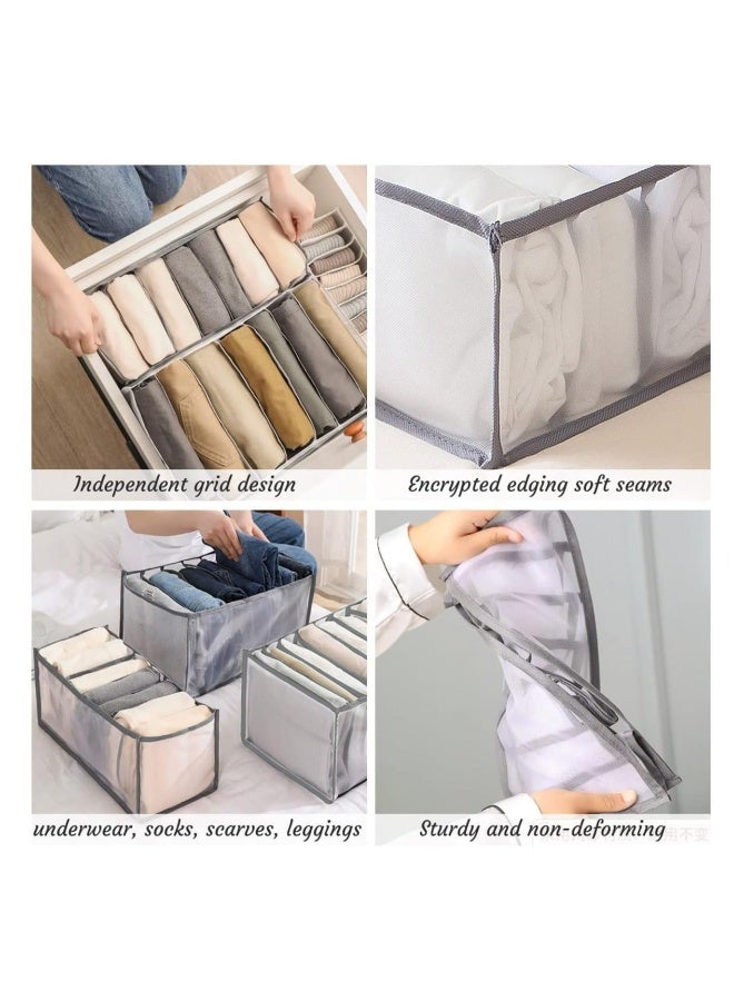 Pants Drawer Organizer Divider Underwear Organizer, 7 Cells Jeans Compartment Storage Foldable Closet Cabinet Organizer Underwear Mesh Storage Boxes for Socks, Handkerchiefs, Belts  - Image 5
