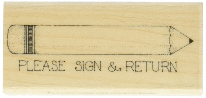 Hero Arts D435 Wood Stamps, Please Sign & Return Pencil - Image 1