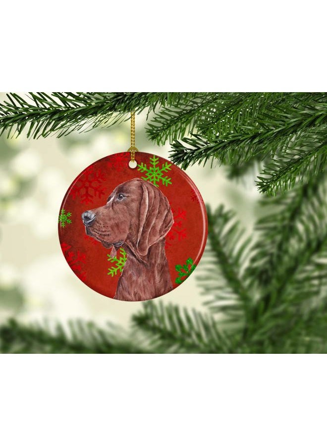 Caroline's Treasures Redbone Coonhound Red Snowflakes Holiday Ceramic Ornament SC9755CO1 - Image 2