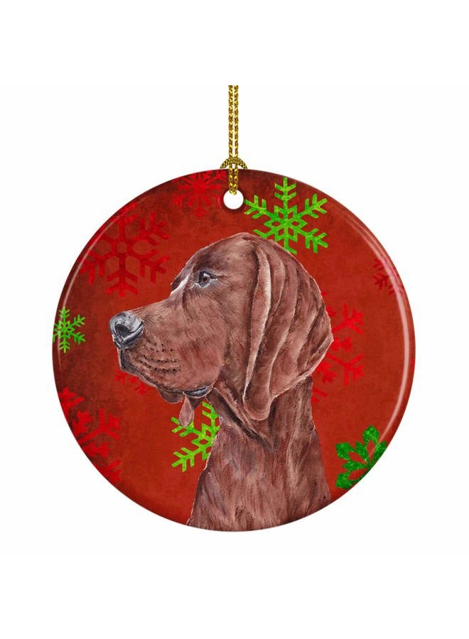 Caroline's Treasures Redbone Coonhound Red Snowflakes Holiday Ceramic Ornament SC9755CO1 - Image 1