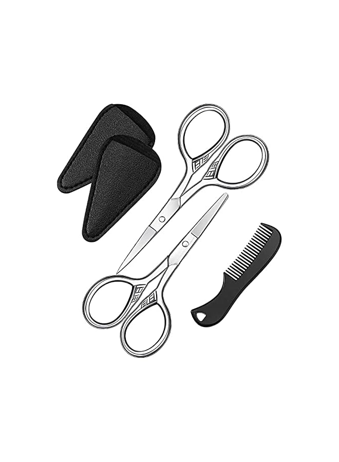 KASTWAVE Beard Trimming Scissors Set Grooming Scissors For Men And Mustache Beard Comb Beard Grooming Trim Scissor Kit With Storage Bag - Image 2