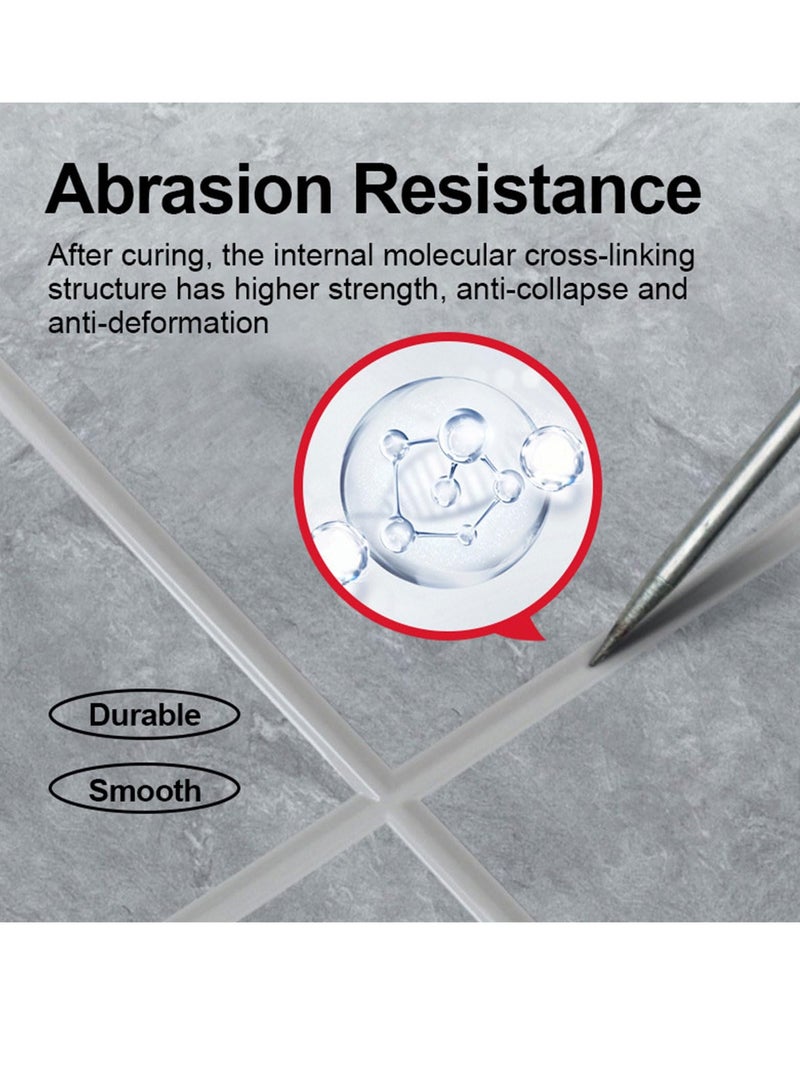 Excefore Tile Grout Paint Tile Gap Repair Filler Home Waterproof Tile Gap Refill Agent with Seam Ball and Scraper Ceramic Tile Repair Kit Filler for Shower Tile Kitchen Bathroom Floor White 2PCS  - Image 2