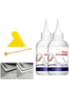 Excefore Tile Grout Paint Tile Gap Repair Filler Home Waterproof Tile Gap Refill Agent with Seam Ball and Scraper Ceramic Tile Repair Kit Filler for Shower Tile Kitchen Bathroom Floor White 2PCS  - Image 1