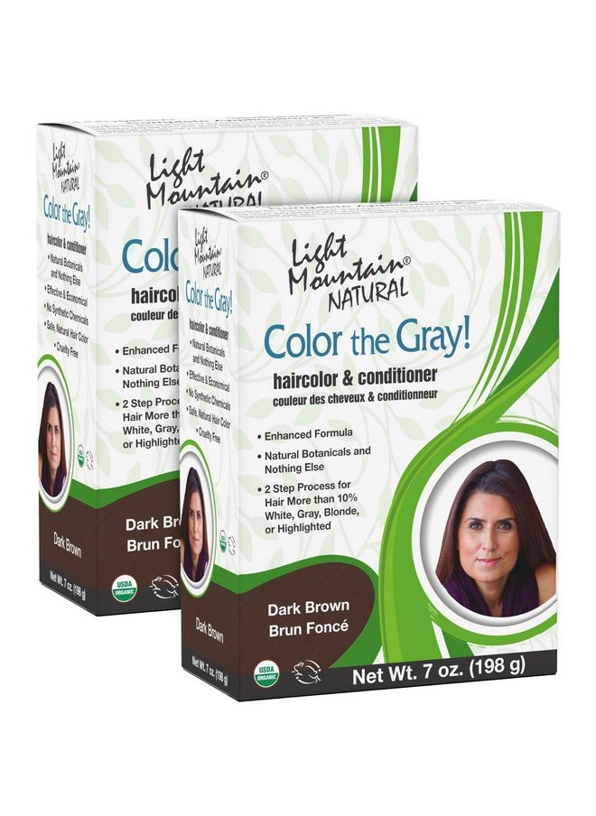 Light Mountain Light Mountain Henna Hair Color & Conditioner, Color the Gray - Dark Brown Hair Dye for Men/Women, 2-Step Chemical-Free, Semi-Permanent Hair Color for White, Gray, and Blonde Hair, 7 Oz (Pack of 2)  - Image 1