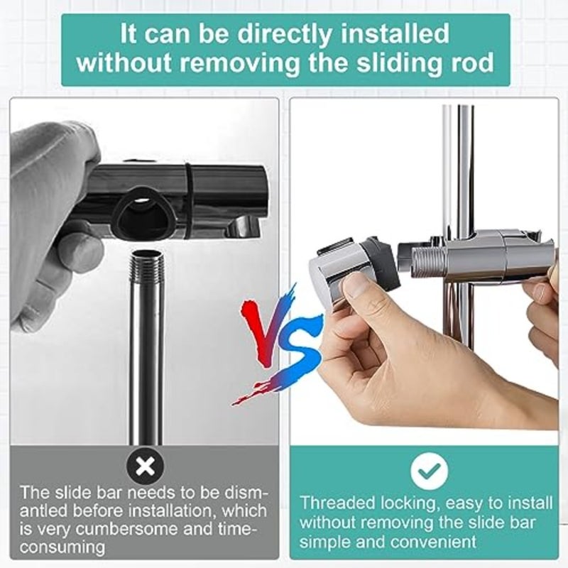 حامل دش يدوي بقطر قابل للتعديل 18-25 مم، حامل دش بتصميم سطح ABS+مطلي بالكروم، مناسب لقضبان الدش بقطر خارجي 18-25 مم، حامل دش ABS فضي، تصميم سطح الكروم، تركيب بسيط مناسب للبار، شريط منزلق - Image 3
