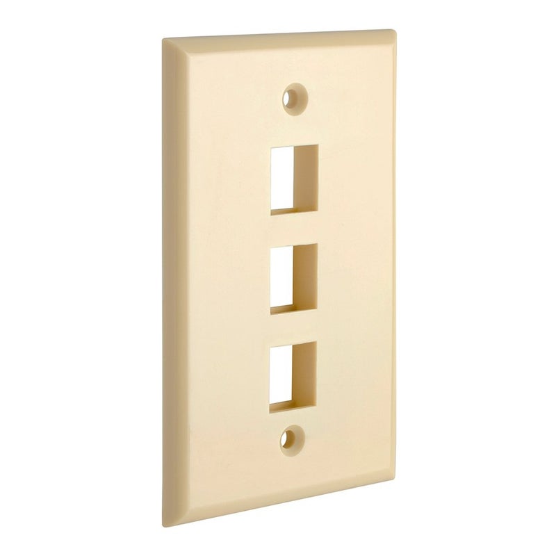 Cmple - 3 Port Keystone Wall Plate 1 Gang Wall Plate with Standard Size Ethernet Wall Plate Keystone Jack Insert Wall Plates - Ivory - Image 1