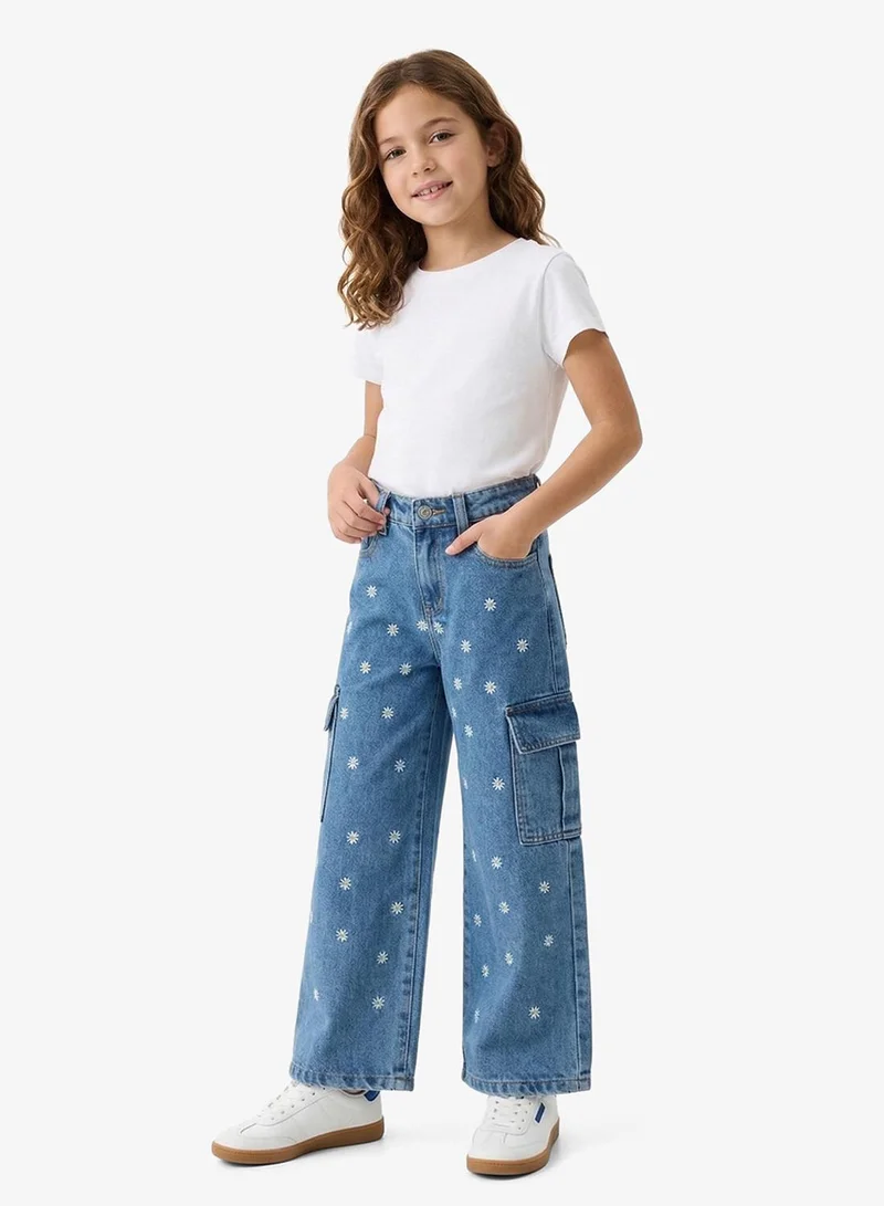 بنياتا جينز واسع مطرز