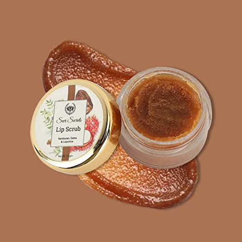 Seer Secrets 100% Natural Super Soft Rambutan, Dates & Liquorice Lip Scrub to Protect & Heal Lips | Lighten & Brighten Dark Lips | Heal Chapped Cracked Dry Lips | Active Nourishing Care -Pack of 15 GM - Image 2