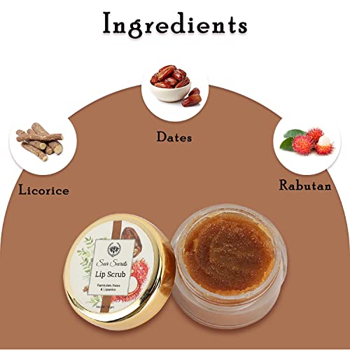 Seer Secrets 100% Natural Super Soft Rambutan, Dates & Liquorice Lip Scrub to Protect & Heal Lips | Lighten & Brighten Dark Lips | Heal Chapped Cracked Dry Lips | Active Nourishing Care -Pack of 15 GM - Image 5