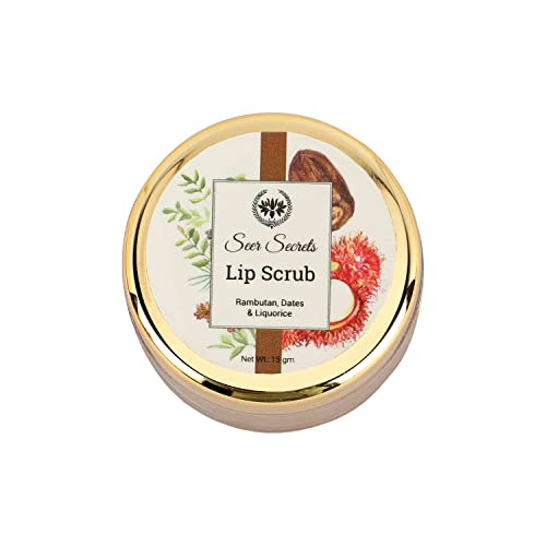 Seer Secrets 100% Natural Super Soft Rambutan, Dates & Liquorice Lip Scrub to Protect & Heal Lips | Lighten & Brighten Dark Lips | Heal Chapped Cracked Dry Lips | Active Nourishing Care -Pack of 15 GM - Image 1