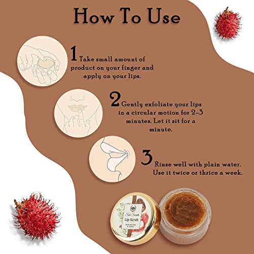 Seer Secrets 100% Natural Super Soft Rambutan, Dates & Liquorice Lip Scrub to Protect & Heal Lips | Lighten & Brighten Dark Lips | Heal Chapped Cracked Dry Lips | Active Nourishing Care -Pack of 15 GM - Image 4