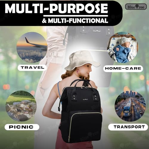 blue tree Premium Baby Diaper Bags For New Born Baby for Mothers | Maternity Waterproof Bags for Travel | Multiple Pocket to Easily Organise Baby Essentials Diaper Backpack for Moms (Black) - Image 5