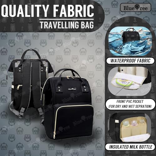 blue tree Premium Baby Diaper Bags For New Born Baby for Mothers | Maternity Waterproof Bags for Travel | Multiple Pocket to Easily Organise Baby Essentials Diaper Backpack for Moms (Black) - Image 4