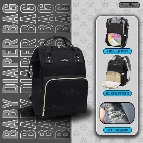 blue tree Premium Baby Diaper Bags For New Born Baby for Mothers | Maternity Waterproof Bags for Travel | Multiple Pocket to Easily Organise Baby Essentials Diaper Backpack for Moms (Black) - Image 2