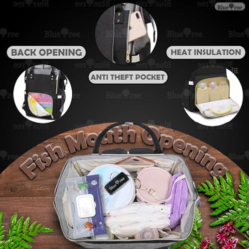 blue tree Premium Baby Diaper Bags For New Born Baby for Mothers | Maternity Waterproof Bags for Travel | Multiple Pocket to Easily Organise Baby Essentials Diaper Backpack for Moms (Black) - Image 3