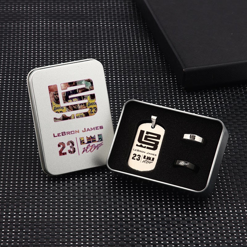 Generic Basketball Star Curry Titanium Necklace Ring Gift Set James