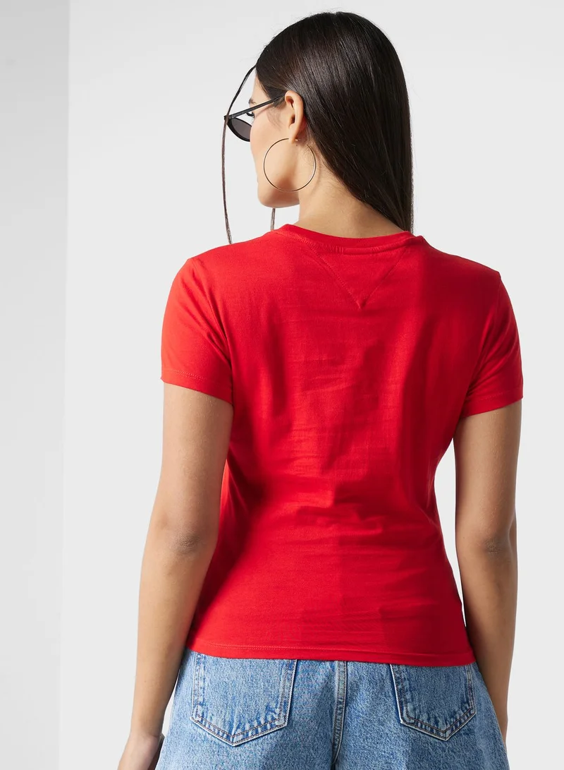 TOMMY JEANS Crew Neck Logo Printed T-Shirt
