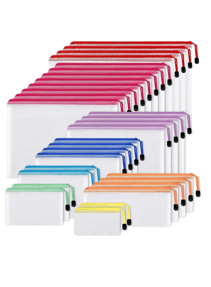 EOOUT Eoout 30 pcs mesh zipper pouch waterproof zipper bags 8 sizes 8 colors multipurpose for travel school supplies office appliances and home organization  - Image 1