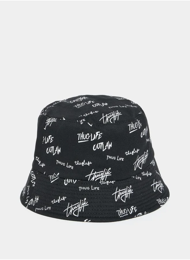 Styli Slogan Print Bucket Hat