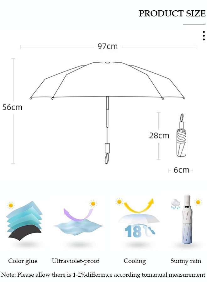 DUNISO Sun Protection Umbrella,UPF 50+,Travel Umbrella UV Protection Sun 99%,Sunscreen Sun Umbrella Women's Sun and Rain dual-use Folding umbrella Automatic Open - Image 2