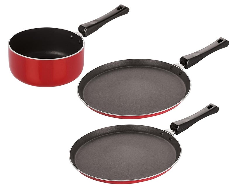 Nirlon Nirlon NonStick Aluminium Gas Compatible Heat Resistance Kitchen Cooking Essential Combo Set Bakelite Handle  - Image 1