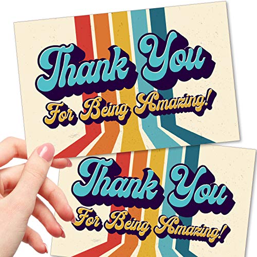 T MARIE 50 Thank You Postcards - 4x6” Retro Thank You For Being Amazing Post Cards for Employee Appreciation Gifts, Nurse Appreciation Cards, Teacher Appreciation Cards for Students and More - Image 1