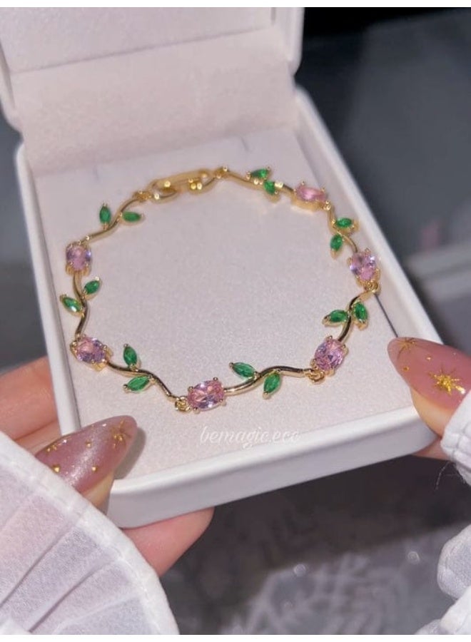 Luxuria A stylish and modern 7-inch Austrian cubic zirconia bracelet plated in 18k gold – a must-have jewelry gift. - Image 1